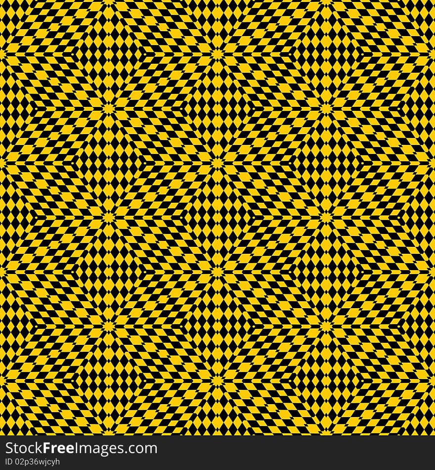 Seamless texture with intertwined yellow shapes on black background. Seamless texture with intertwined yellow shapes on black background