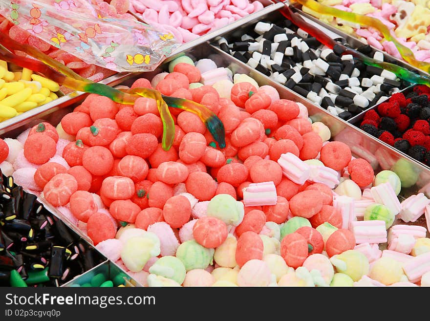 A background of colored candy