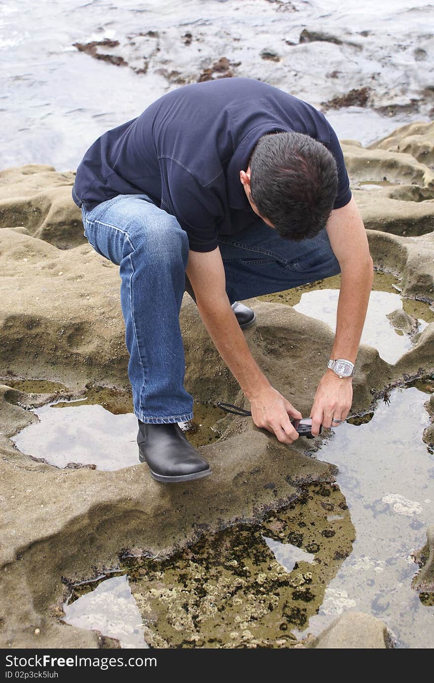 Man Photographing Sea Anemone