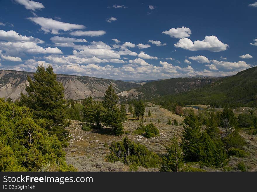 WYOMING USA Landscape At North Shore Of Yellowstone Lake In Yellowstone National Park. WYOMING USA Landscape At North Shore Of Yellowstone Lake In Yellowstone National Park