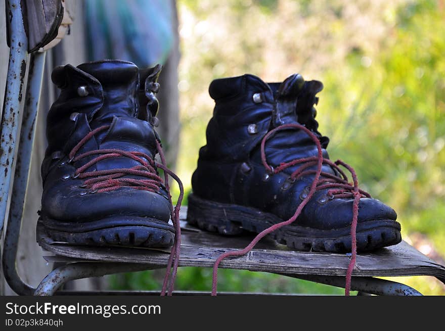 Old boots on old chair