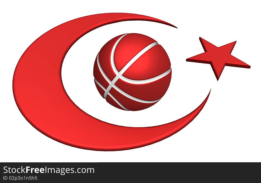 Turkey flag with basketball (world cup 2010)