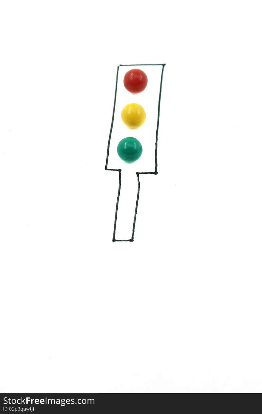 Traffic light and colored pins