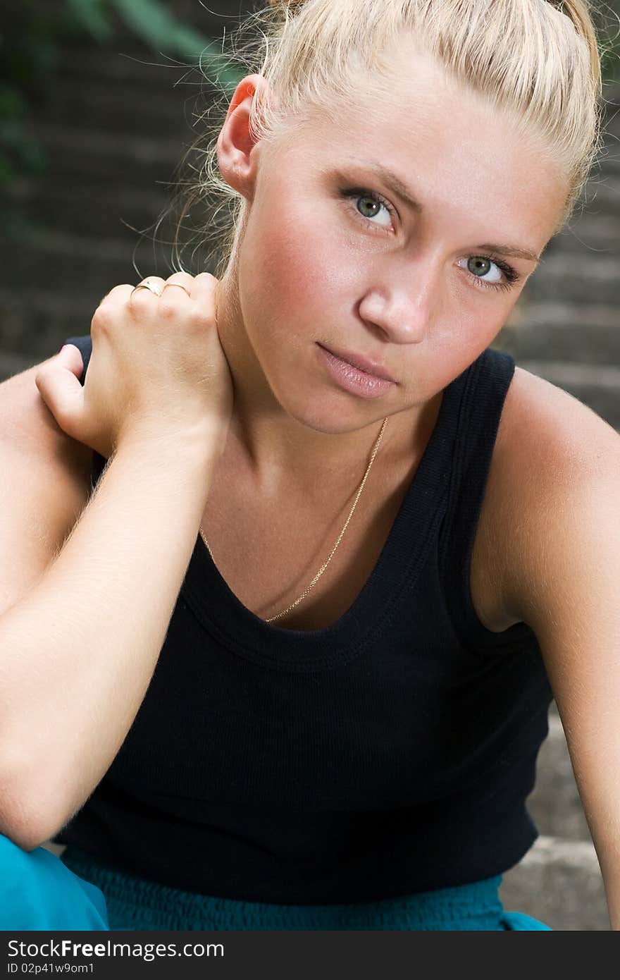 Closeup photo of attractive young woman. Closeup photo of attractive young woman