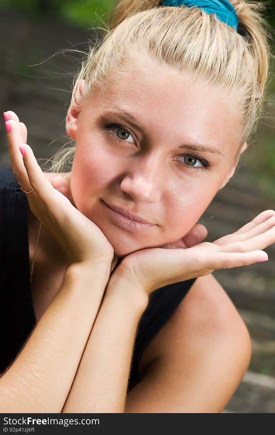 Closeup photo of attractive young chick. Closeup photo of attractive young chick