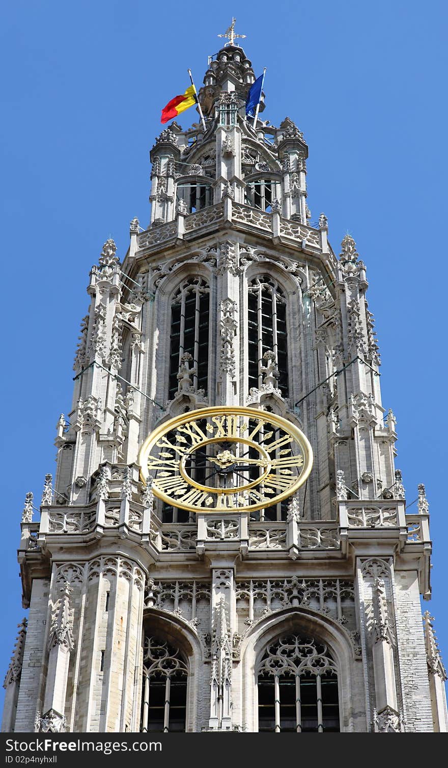 Bell tower of Cathedral in Antwerp, Belgium