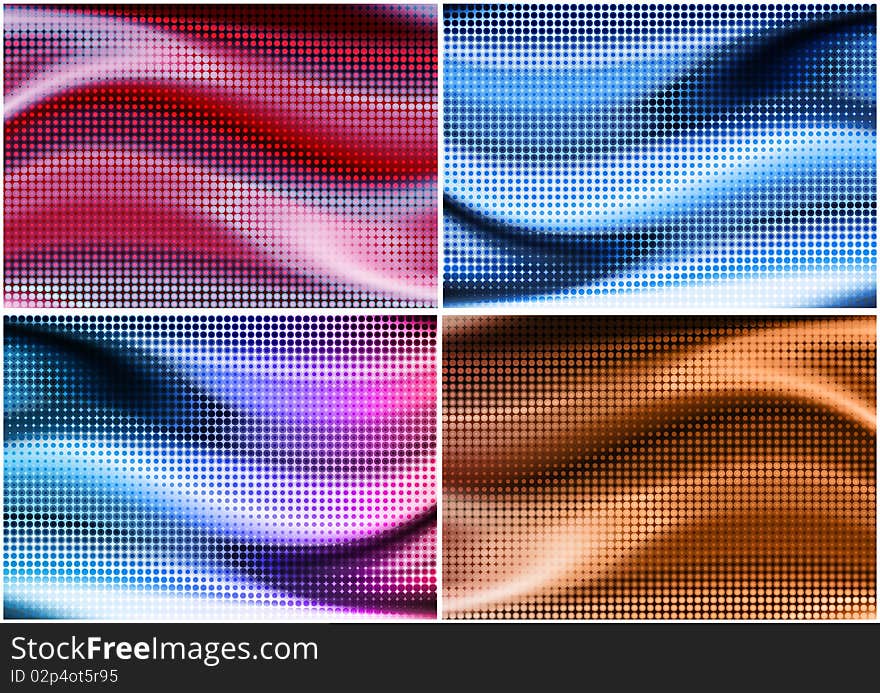 Many backgrounds with halftone dots and different colors. Many backgrounds with halftone dots and different colors