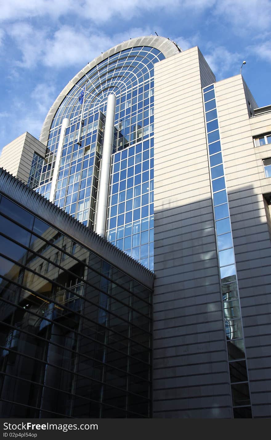 European Parliament made of glass and steel at late afternoon