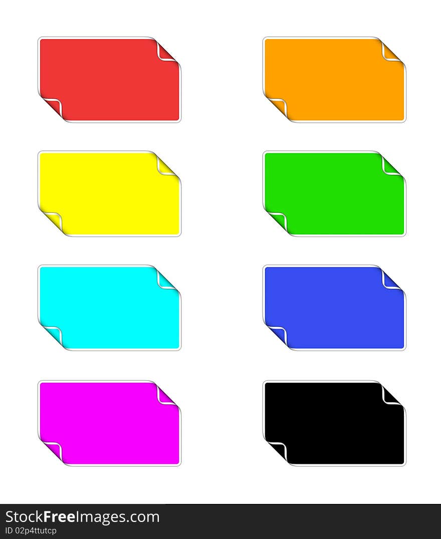 Set of pure, colorful stickers on a white background