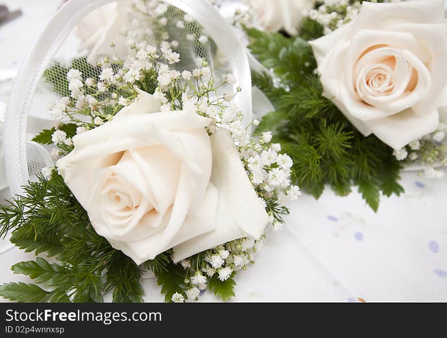 Small bouquet of beautiful white roses