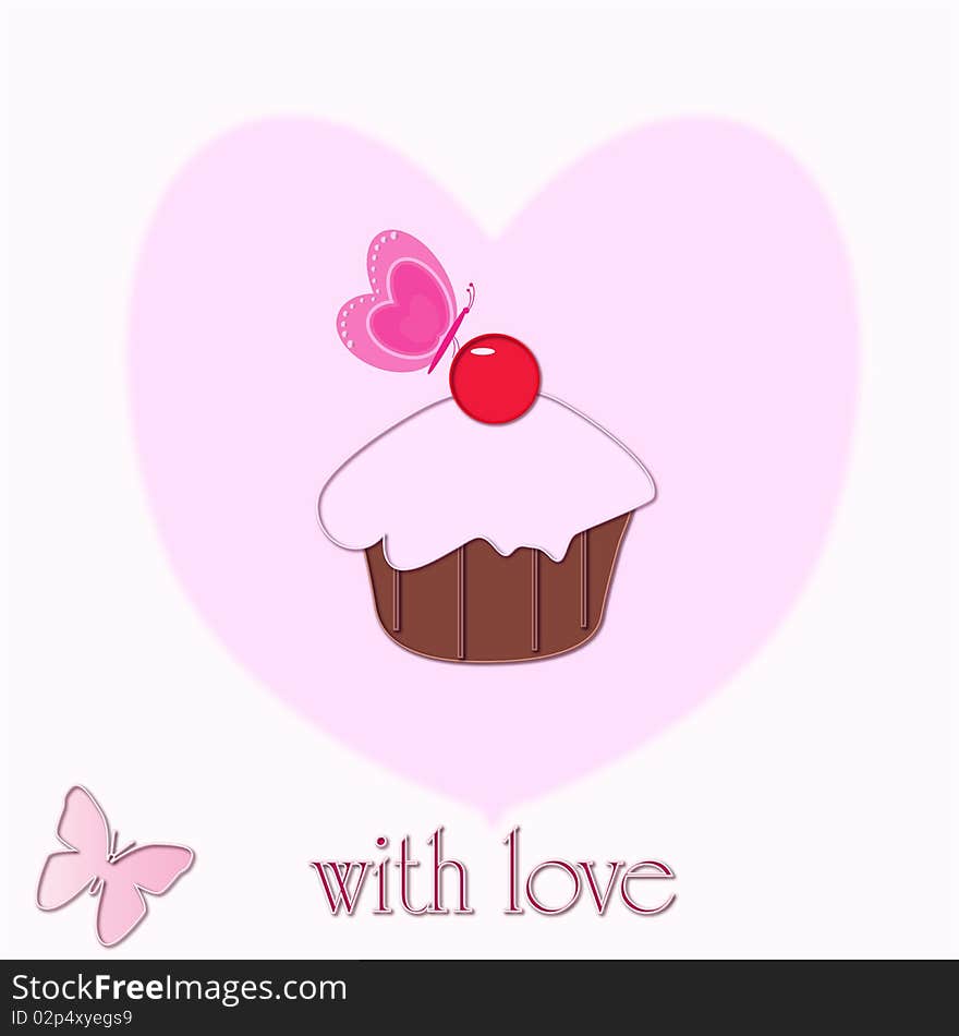 Cupcake Love Heart background