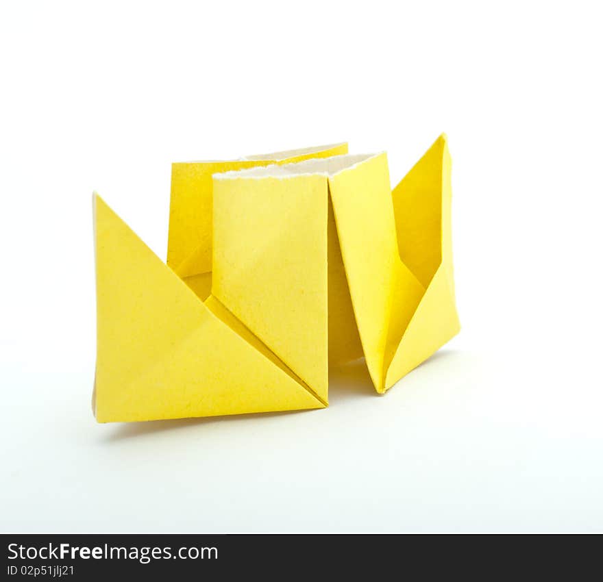 Paper ship on the white background