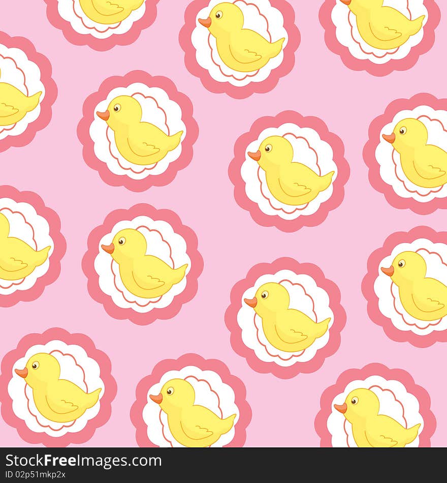 Seamless wallpaper with cute ducks