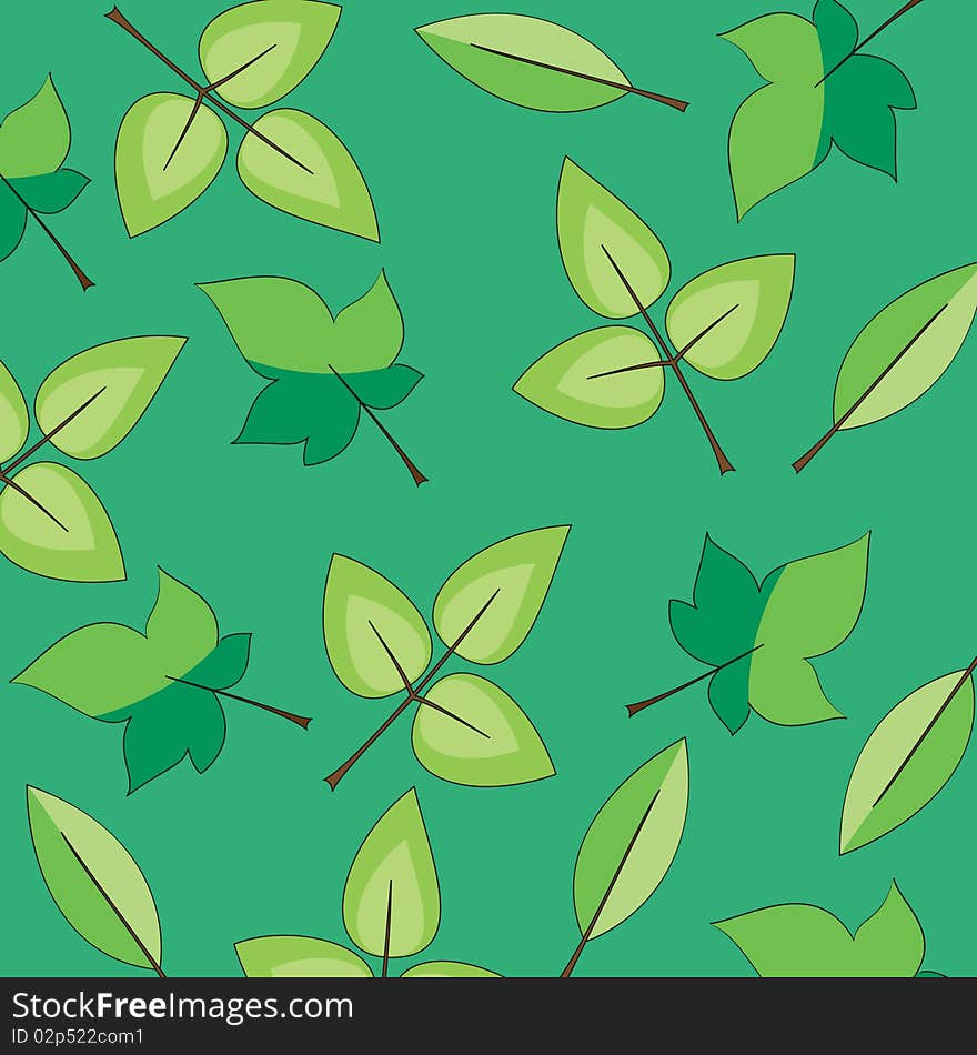 Seamless wallpaper with green leaves