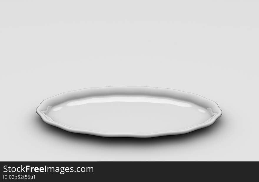 3D Rendered image of isolated round plate on neutral backround