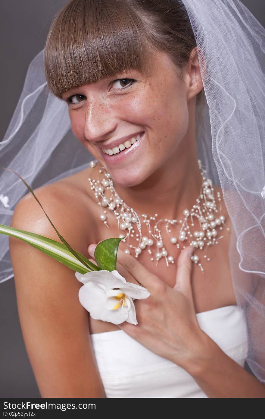 Laughing Bride With Flower