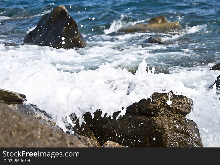 Big wave broken of the stone in the Black sea. Big wave broken of the stone in the Black sea