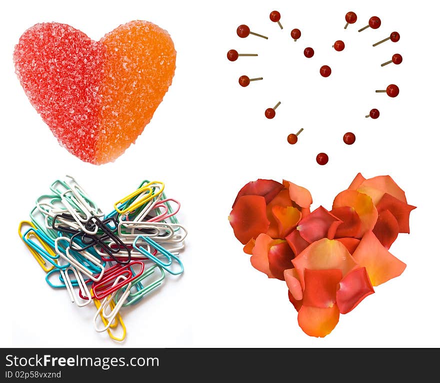 Collection of various hearts isolated