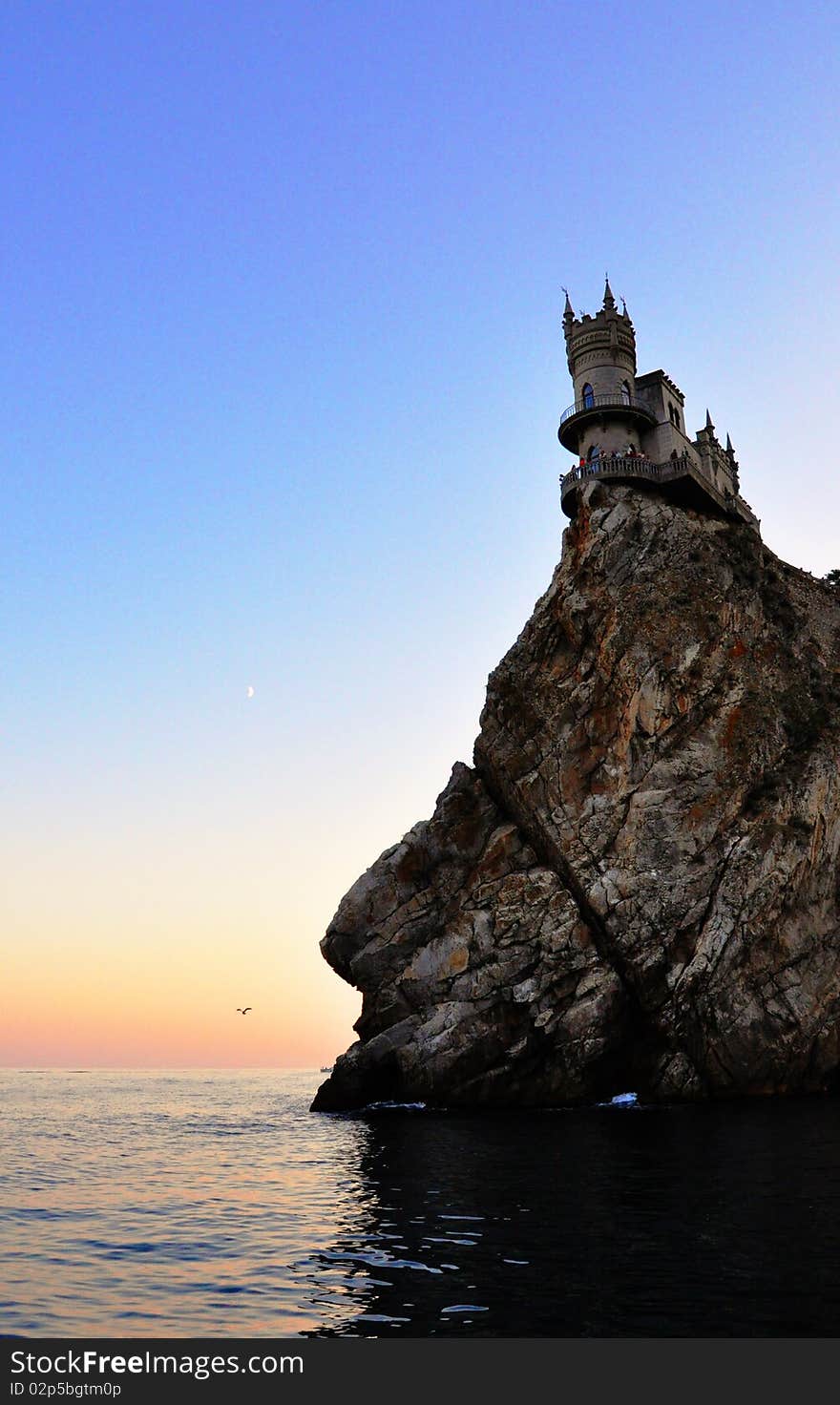 Fantasy castle at sunset, Swallow's Nest Castle