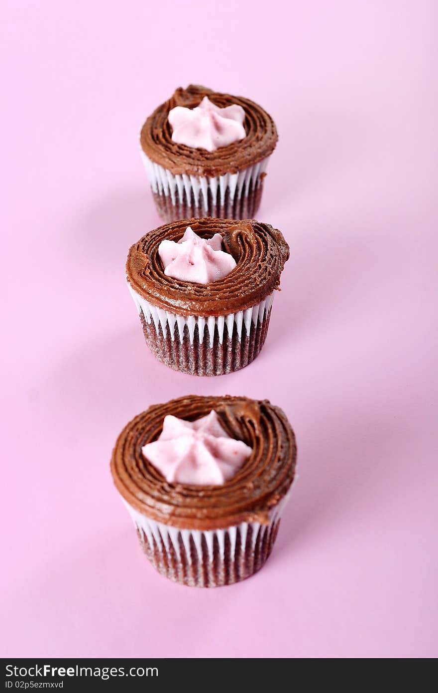 Shot of a Raspberry cupcake lineup