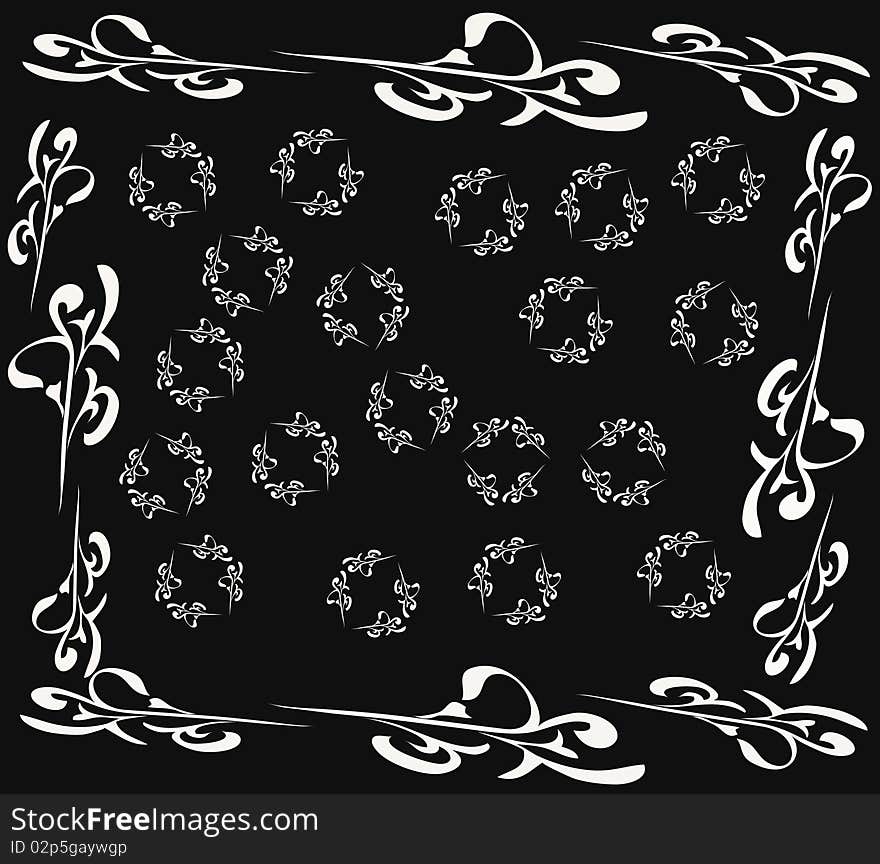 White Pattern On Black Background