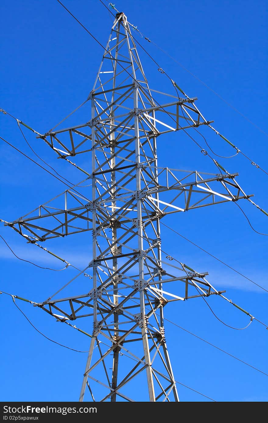 Electric Tower on Blue Sky background