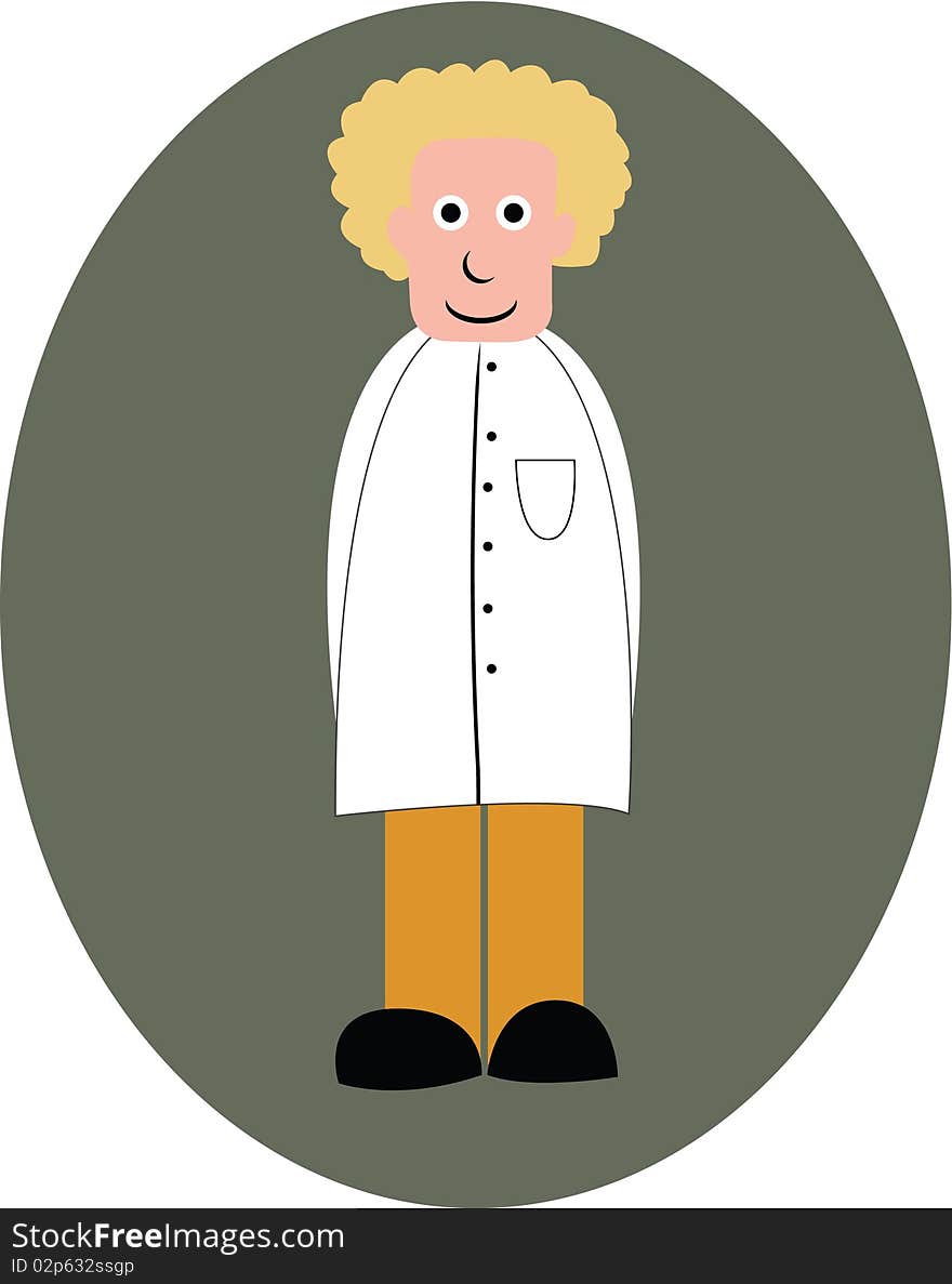 Smiling professor with curly hair