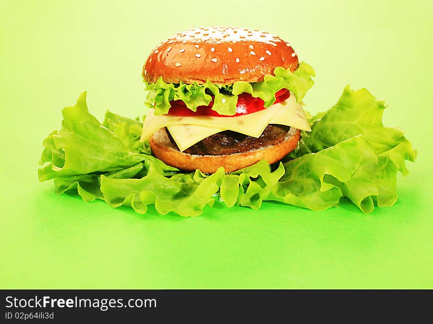 Burger on lettuce