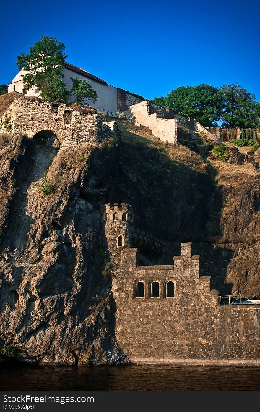 Ancient castle in Prague on the Vltava river