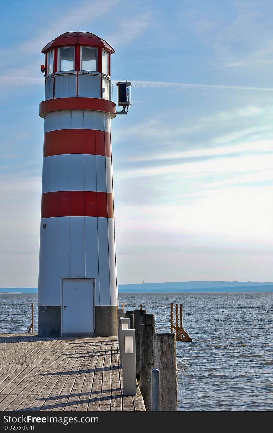 Lighthouse seen from a beach