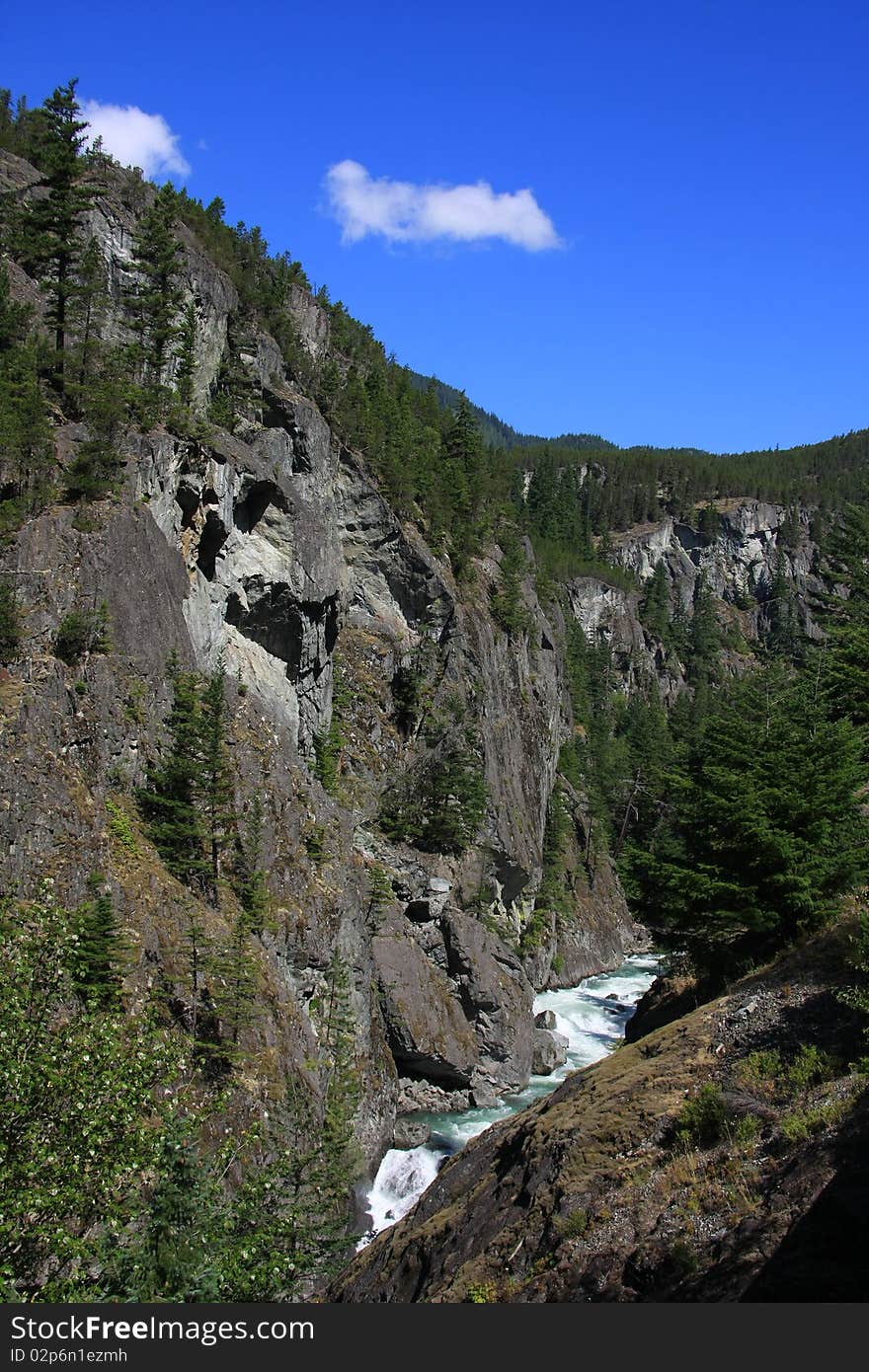 Cheakamus canyon, taken from the sea to sky highway to Whistler, British Columbia. Cheakamus canyon, taken from the sea to sky highway to Whistler, British Columbia.