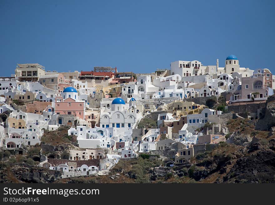 Looking over the cliffs of Santorini