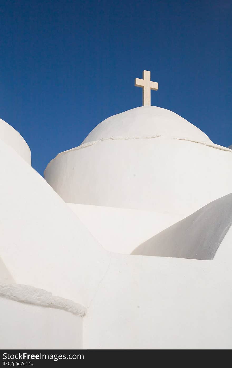 White greek church with blue sky. White greek church with blue sky