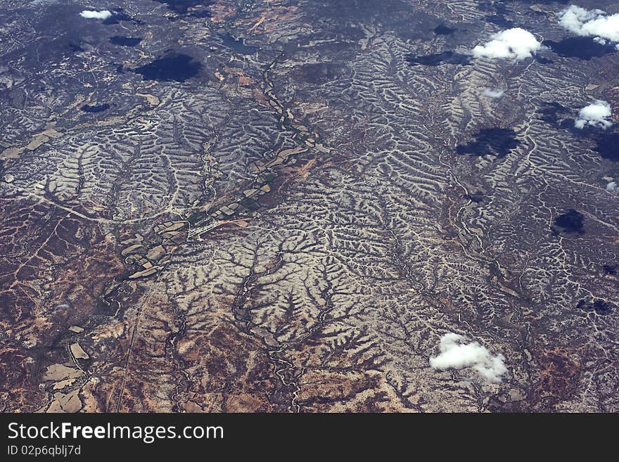 Detailed terrain of mountainous landscape in Alaska