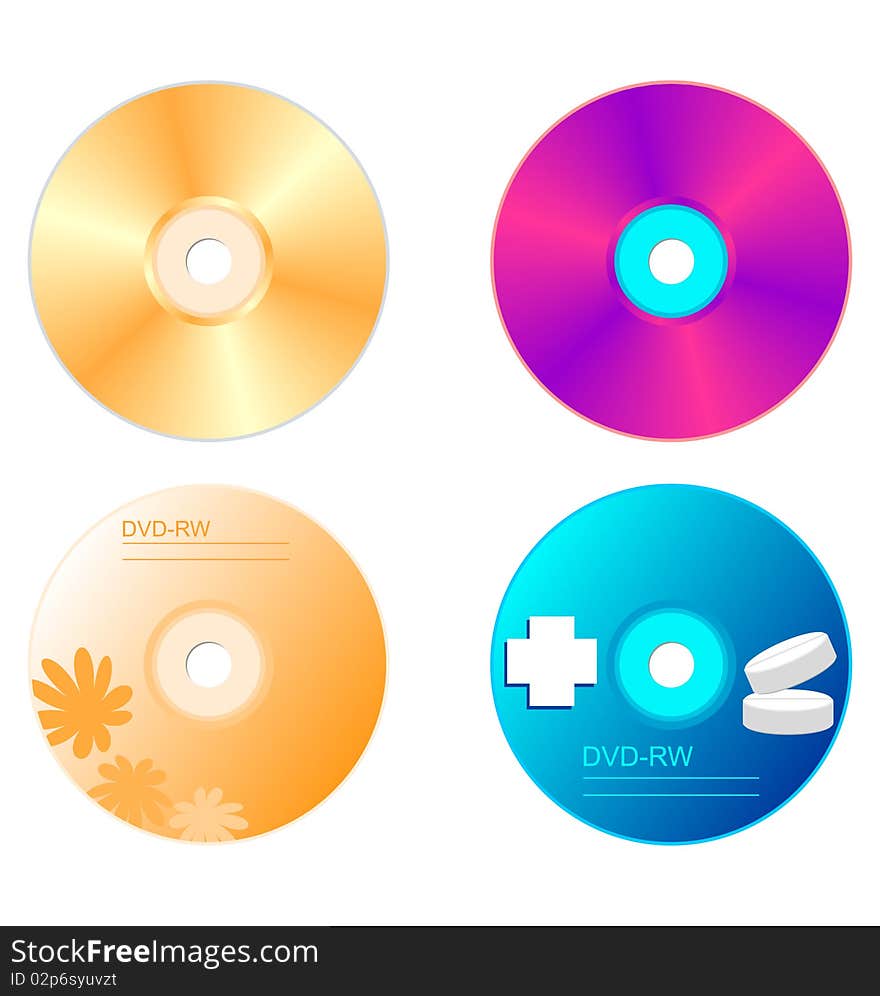 Realistic illustration set DVD disk with both sides. Vector