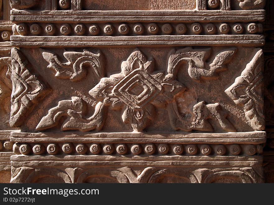 Stone carving on the wall of temple