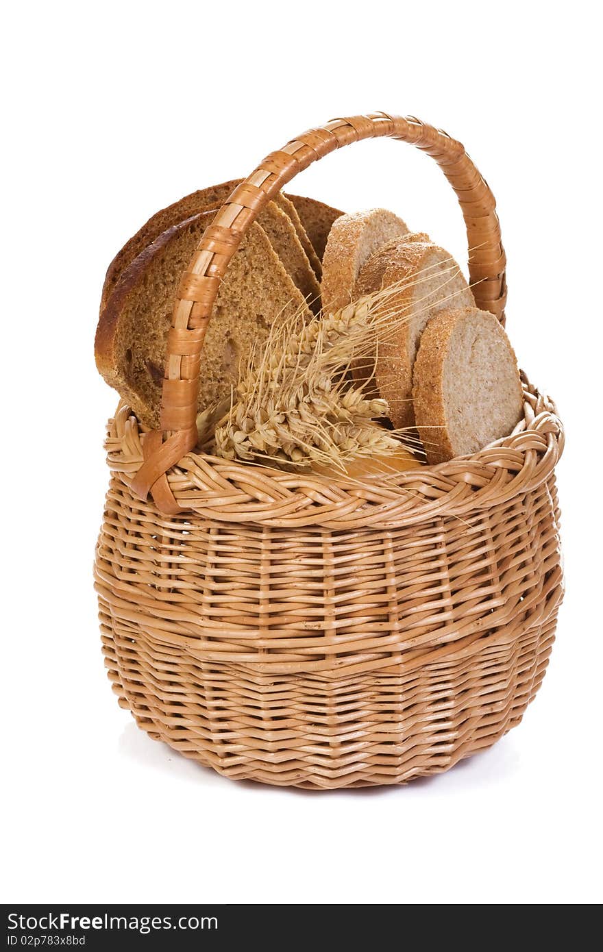 Isolated full basket with bread