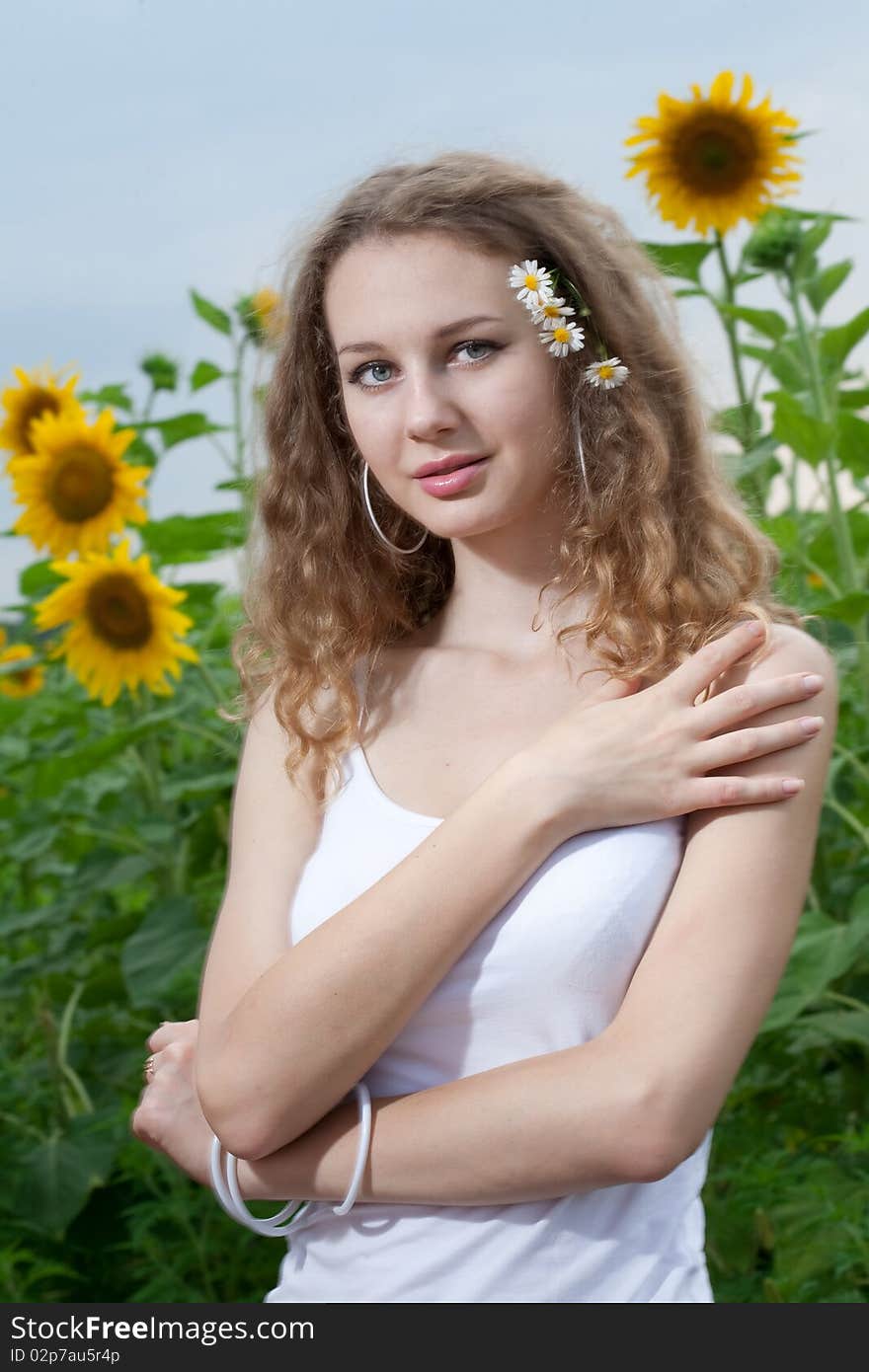 Young beauty woman on sea