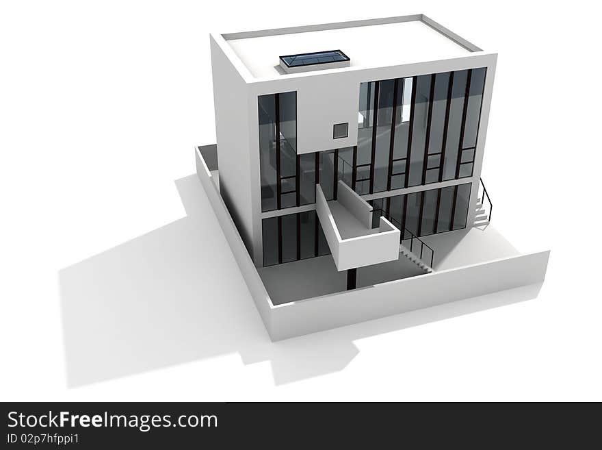 3d modern house, on white background. 3d modern house, on white background