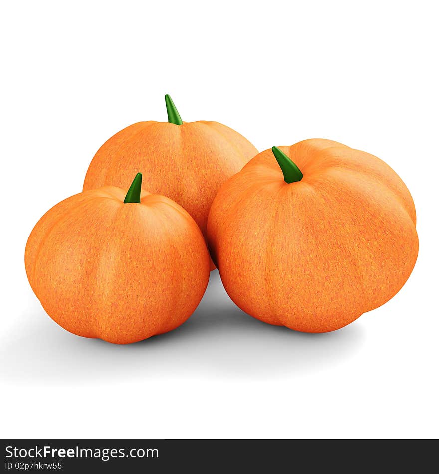 3d Pumpkin, Isolated On White Background