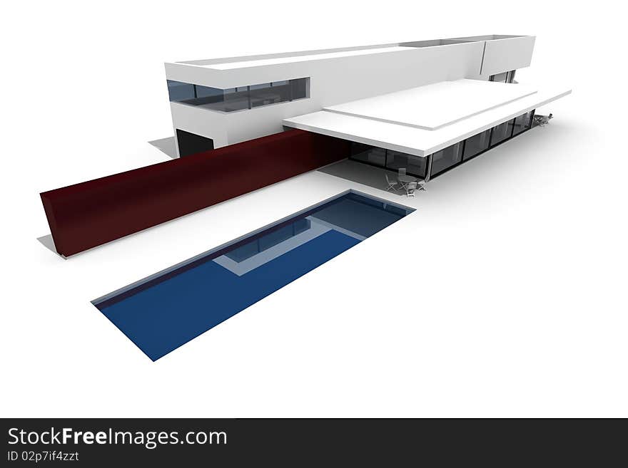 3d modern house on white background