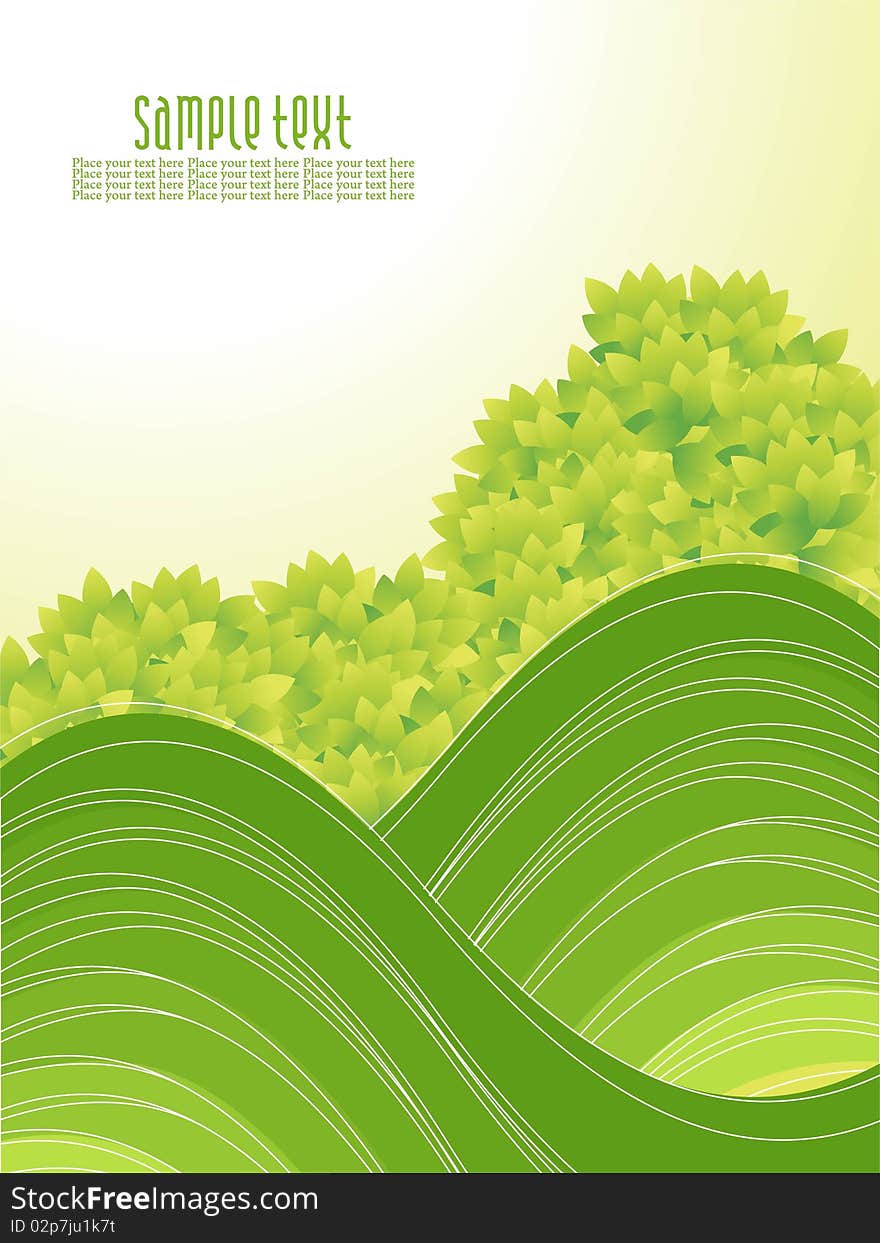 This image is a illustration of abstract green nature background with waves.