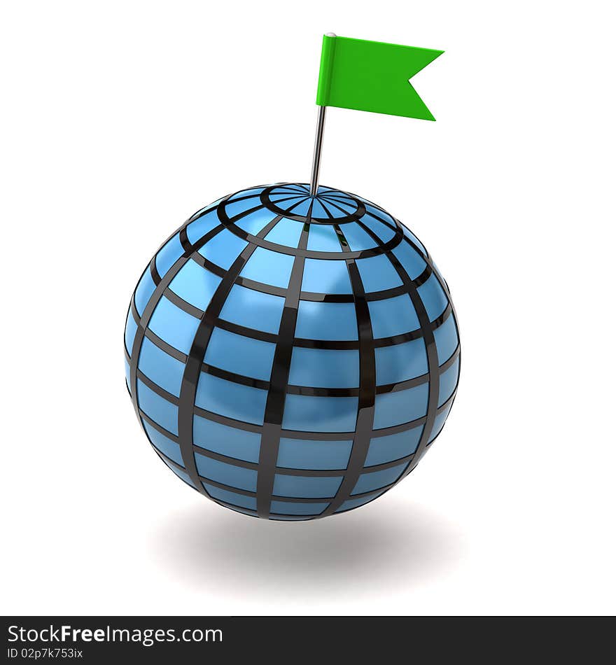 Blue globe and flag pin