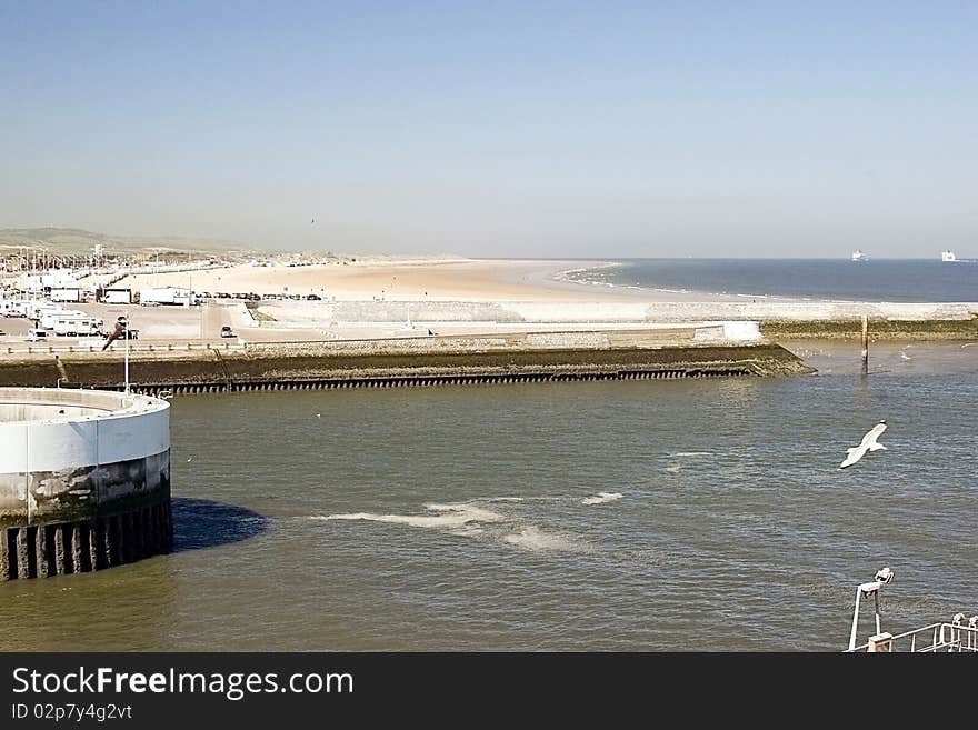 View of the port in Calais on the English Channel