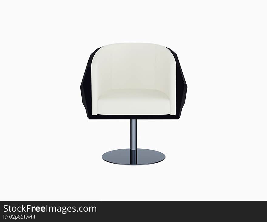 Black and white office armchair isolated on the white background, 3D illustration/render