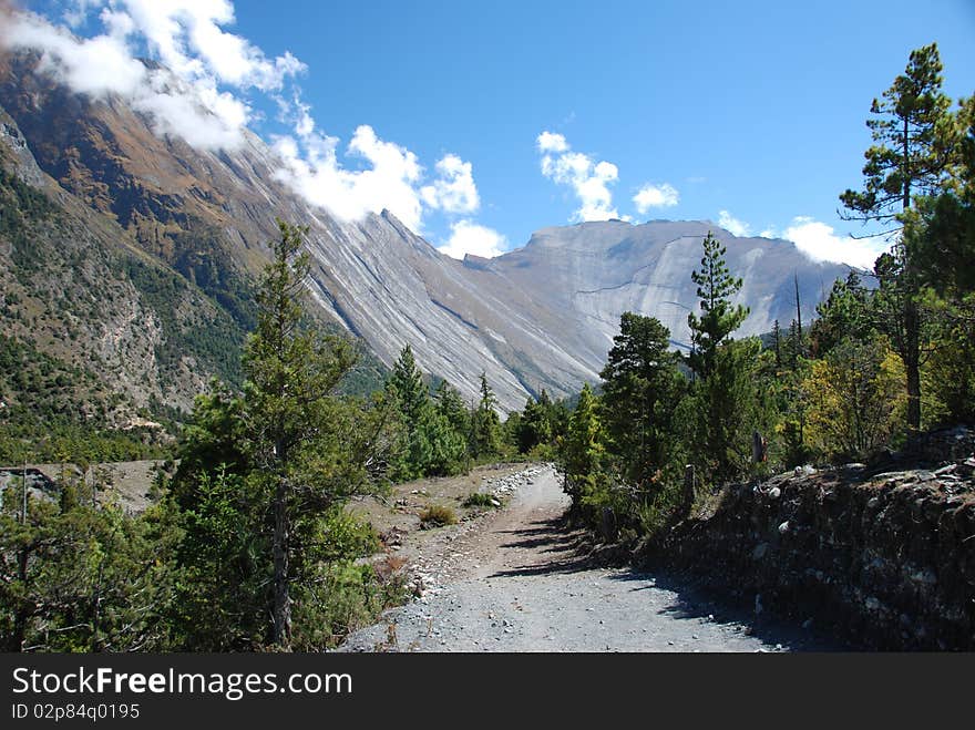 The around Annapurna trek in Nepal. The around Annapurna trek in Nepal