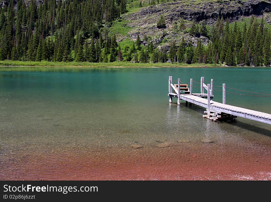 Fresh water Lake Josephine in Glacier national park