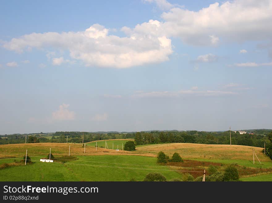 Traditional summer landscape in Lithuania in evening light