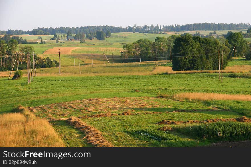 Traditional summer landscape in Lithuania in evening light