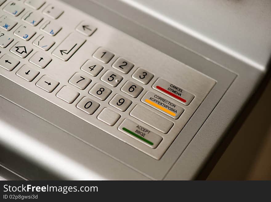 The keyboard of a cash dispense for an information set